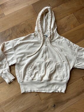 Women's Cream Half-Zip Hooded Sweater, Old Navy XS